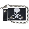 Hot Leathers Skull and Crossbones Leather Wallet w/ Chain American Made USA Wallet - Tophatter Daily Deals