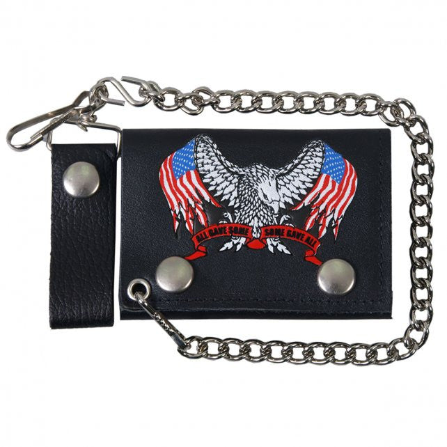 Hot Leathers Support Our Troops Leather Wallet w/ Chain American Made USA Wallet - Tophatter Daily Deals