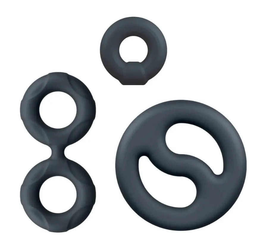 Performance Plus Throttle (Black) – Versatile 3-Ring Set Cock and Ball Stretcher > Cock Ring > Sets - Tophatter Daily Deals