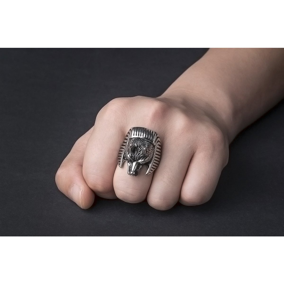 Wolf Head Full Stainless Steel Women's Self Defense Ring Self Defense Jewelry - Tophatter Daily Deals