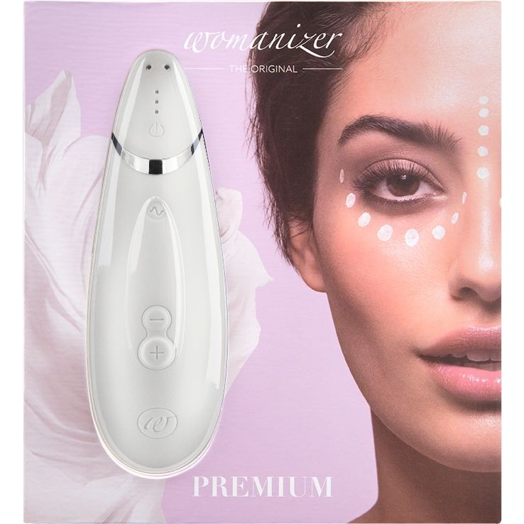 Womanizer Premium Clitoral Stimulator in White & Chrome Clitoral Stimulator - Tophatter Daily Deals