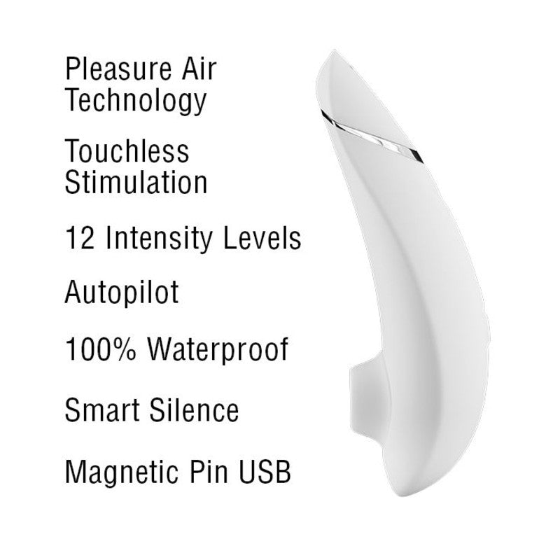 Womanizer Premium Clitoral Stimulator in White & Chrome Clitoral Stimulator - Tophatter Daily Deals