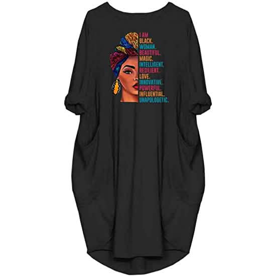 Woman's Long Sleeve Loose Pocket Oversize Tunic Dress Black Women's Dresses - Tophatter Daily Deals