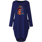 Woman's Long Sleeve Loose Pocket Oversize Tunic Dress Blue Women's Dresses - Tophatter Daily Deals