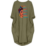 Woman's Long Sleeve Loose Pocket Oversize Tunic Dress Green Women's Dresses - Tophatter Daily Deals