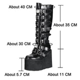Women Boots Gothic Buckle Strap Long Tube Leather Shoes Boots - Tophatter Daily Deals