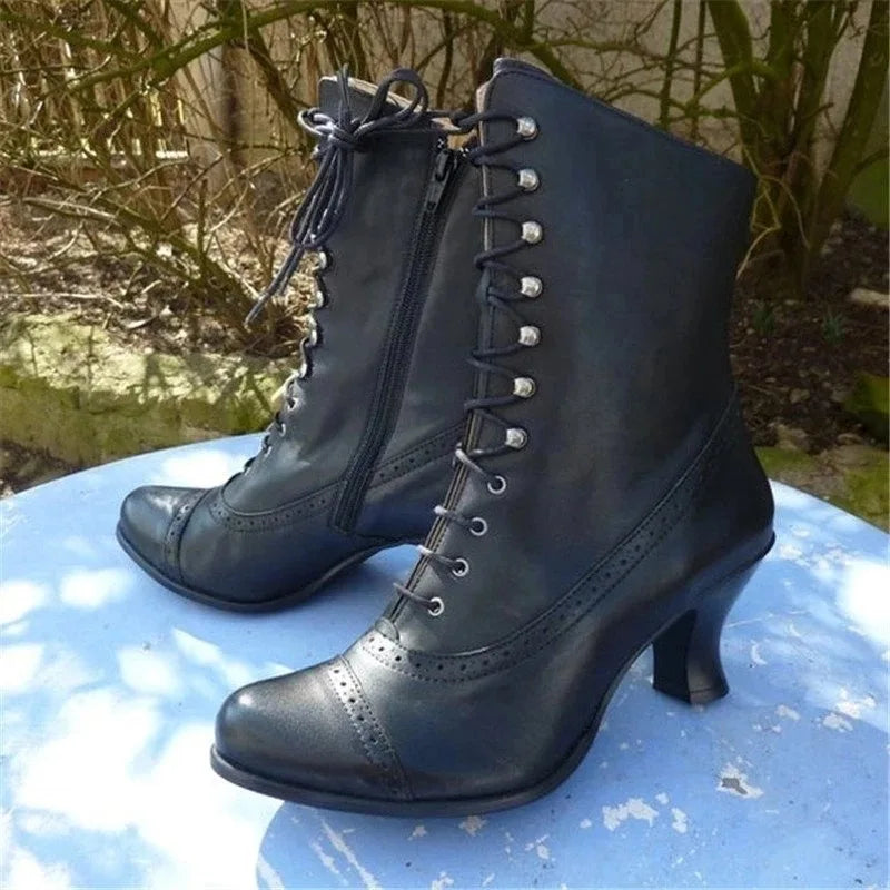 Women Boots PU Leather Victorian Boots Platform Shoes Black Boots - Tophatter Daily Deals