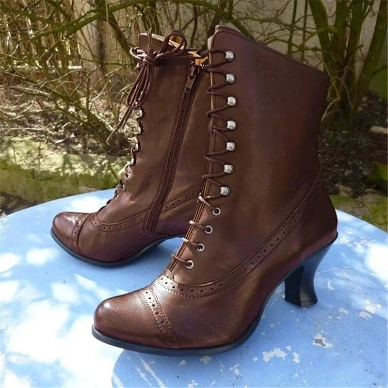 Women Boots PU Leather Victorian Boots Platform Shoes Brown Boots - Tophatter Daily Deals