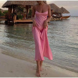 Satin Sleeveless Camisole Dress: Elegant Backless Summer Style 👗 Dresses - Tophatter Daily Deals