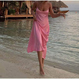 Satin Sleeveless Camisole Dress: Elegant Backless Summer Style 👗 Dresses - Tophatter Daily Deals