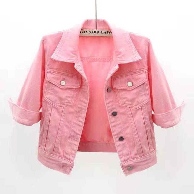 Women Colorful Denim Jacket Pink Coats & Jackets - Tophatter Daily Deals