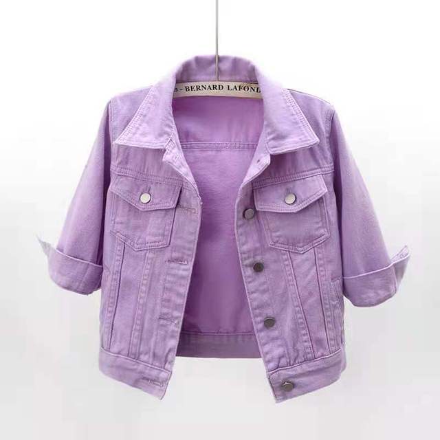 Women Colorful Denim Jacket Lavender Coats & Jackets - Tophatter Daily Deals