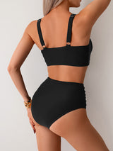 Women Cross Pleate Push Up Padded Bikini Set Swimwear - Tophatter Daily Deals