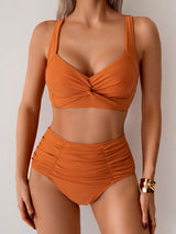 Women Cross Pleate Push Up Padded Bikini Set Swimwear - Tophatter Daily Deals