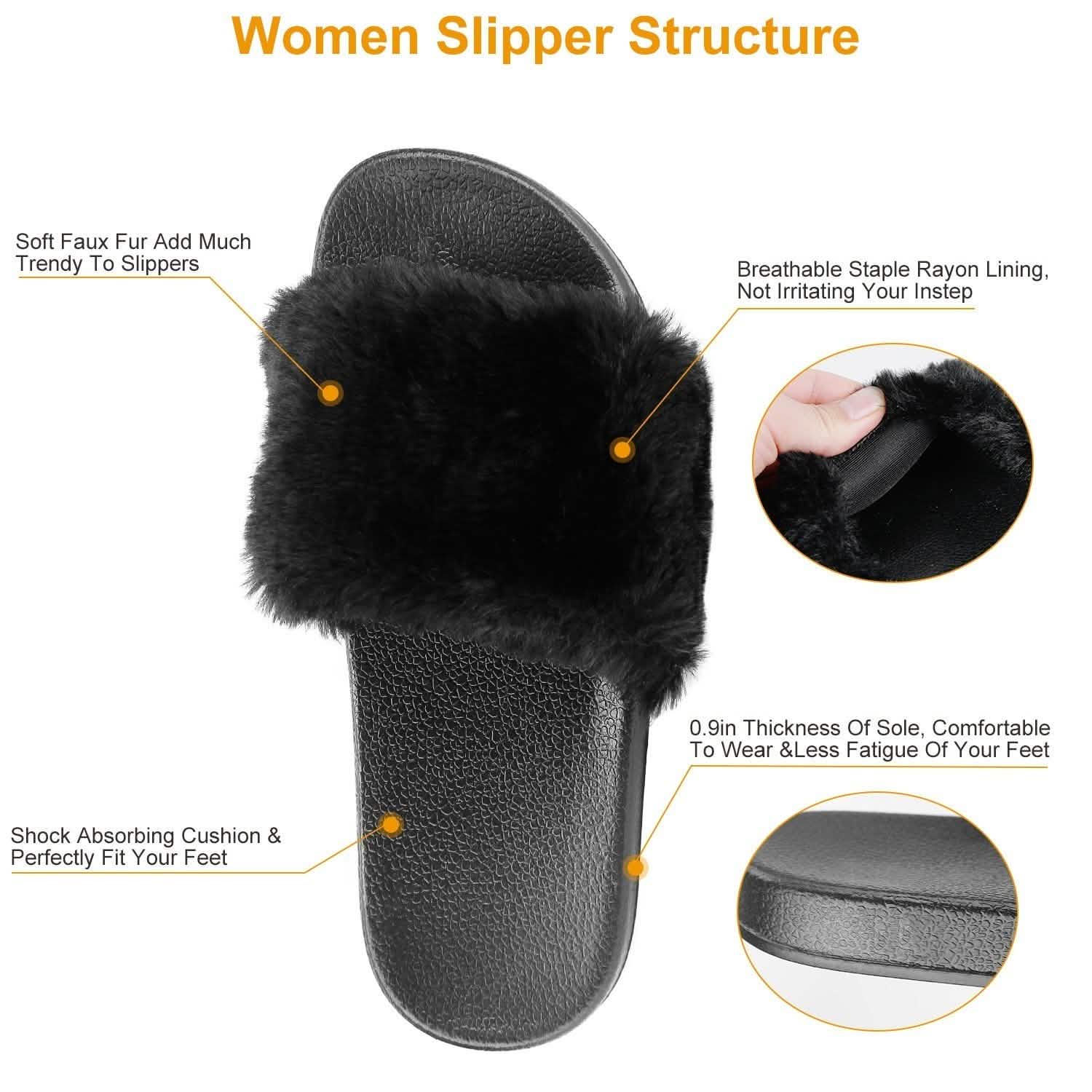 Women Faux Fur Slippers Open Toe Women's Shoes - Tophatter Daily Deals