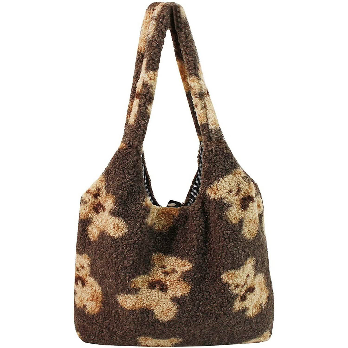 Women Girls Cute Bear Plush Shoulder Bag Large Tote Brown Handbags & Wallets - Tophatter Daily Deals