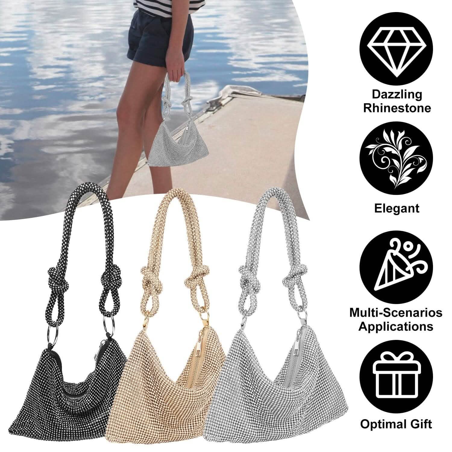 Women Glitter Evening Bags Shiny Rhinestone Handbag Purses Handbags & Wallets - Tophatter Daily Deals