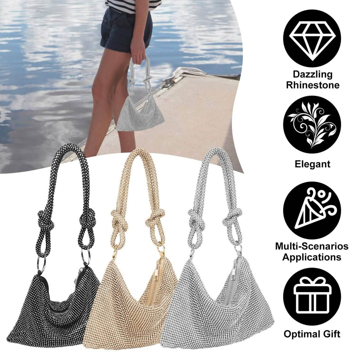 Women Glitter Evening Bags Shiny Rhinestone Handbag Purses Handbags & Wallets - Tophatter Daily Deals