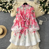 Women Holiday Gorgeous Floral Organza Mini Dress Pink Mini Dresses - Tophatter Daily Deals