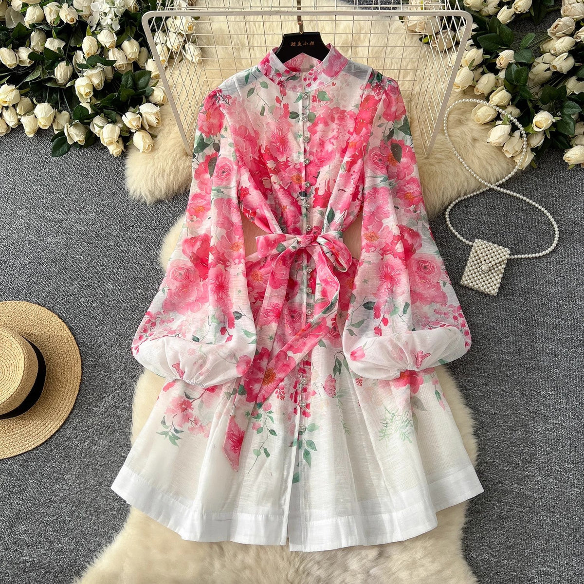 Women Holiday Gorgeous Floral Organza Mini Dress Pink Mini Dresses - Tophatter Daily Deals