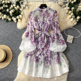 Women Holiday Gorgeous Floral Organza Mini Dress Purple Mini Dresses - Tophatter Daily Deals