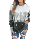 Women Hoodies Tops Tie Dye Printed Long Sleeve Drawstring Pullover Sweatshirts with Pocket Gray Women's Tops - Tophatter Daily Deals