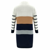 Women Knit Cowl Turtleneck Stripe Sweater Dress Long Sleeve Pullover Mini Dress Women's Dresses - Tophatter Daily Deals