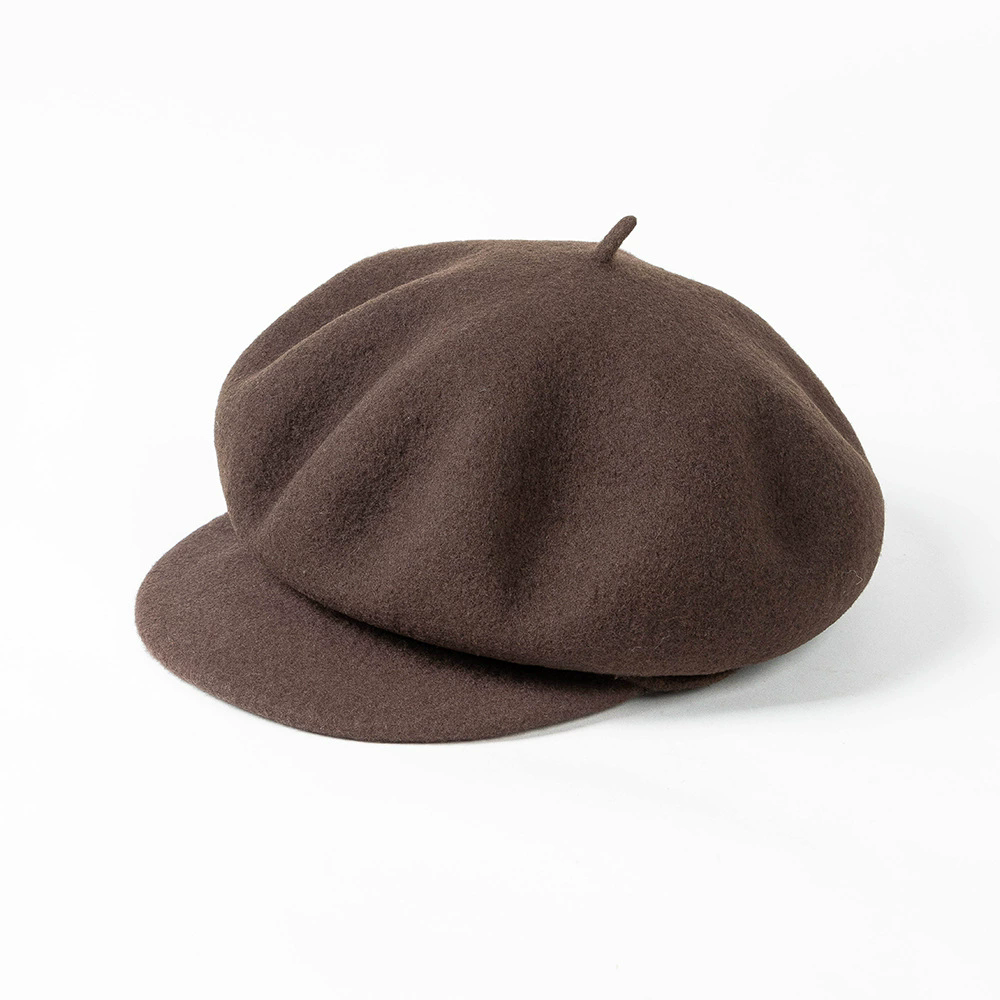 Women Leisure Painter Hat 100% Wool Berets Brown Cap - Tophatter Daily Deals