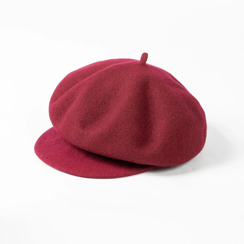 Women Leisure Painter Hat 100% Wool Berets Wine Red Cap - Tophatter Daily Deals
