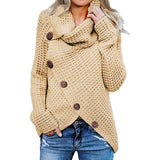 Women Long Sleeve Asymmetric Wrap Pullover Sweater Jumper Tops Beige Women's Tops - Tophatter Daily Deals