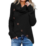 Women Long Sleeve Asymmetric Wrap Pullover Sweater Jumper Tops Black Women's Tops - Tophatter Daily Deals