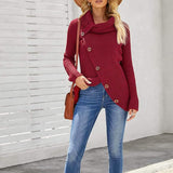 Women Long Sleeve Asymmetric Wrap Pullover Sweater Jumper Tops Women's Tops - Tophatter Daily Deals
