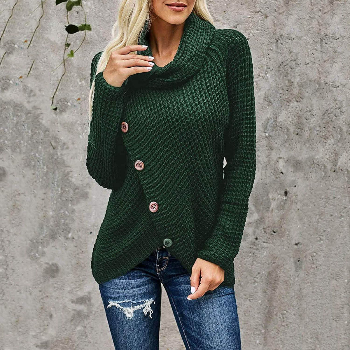 Women Long Sleeve Asymmetric Wrap Pullover Sweater Jumper Tops Women's Tops - Tophatter Daily Deals