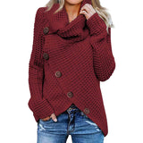 Women Long Sleeve Asymmetric Wrap Pullover Sweater Jumper Tops Red Women's Tops - Tophatter Daily Deals