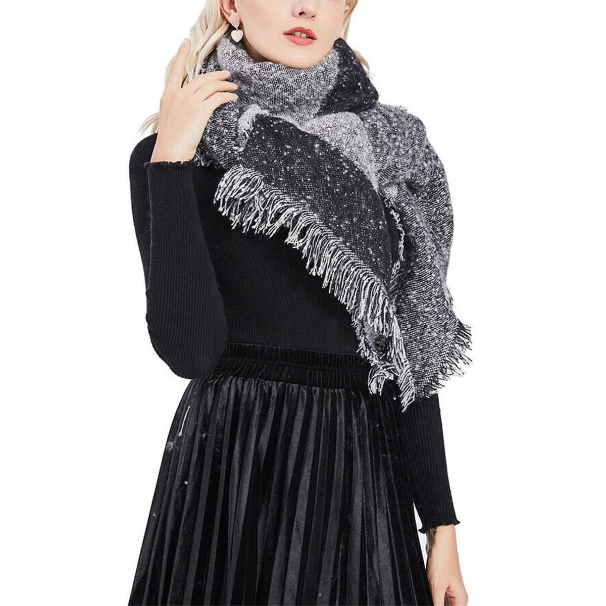 Women Long Soft Knitted Shawl Extra Thick Plaid Blanket Wrap Cape Women's Outerwear - Tophatter Daily Deals