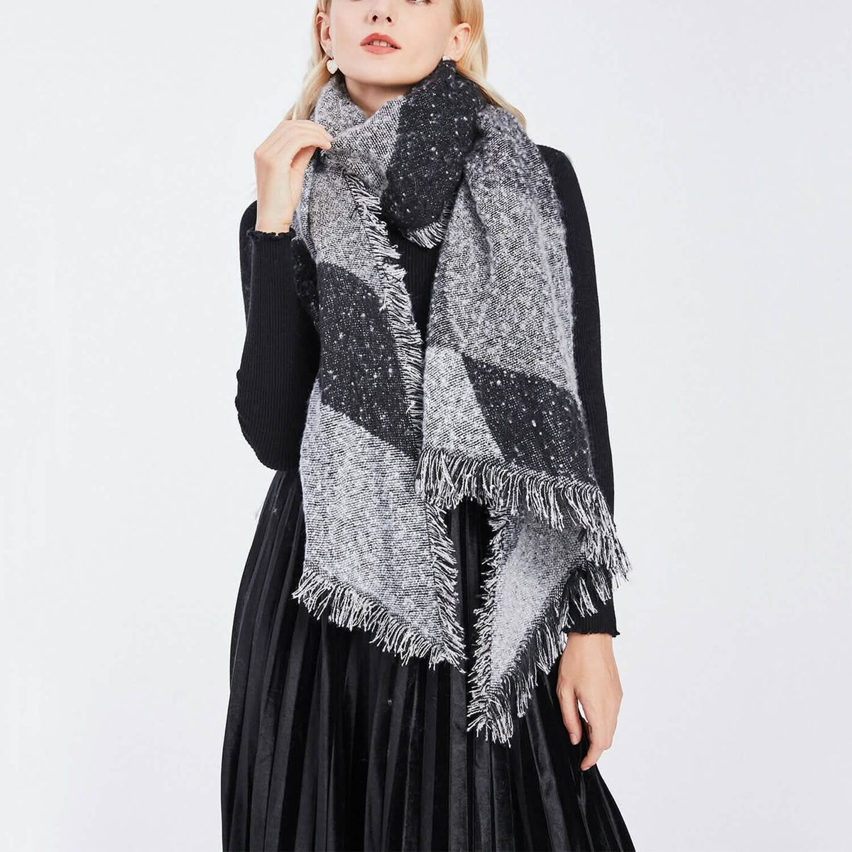 Women Long Soft Knitted Shawl Extra Thick Plaid Blanket Wrap Cape Women's Outerwear - Tophatter Daily Deals