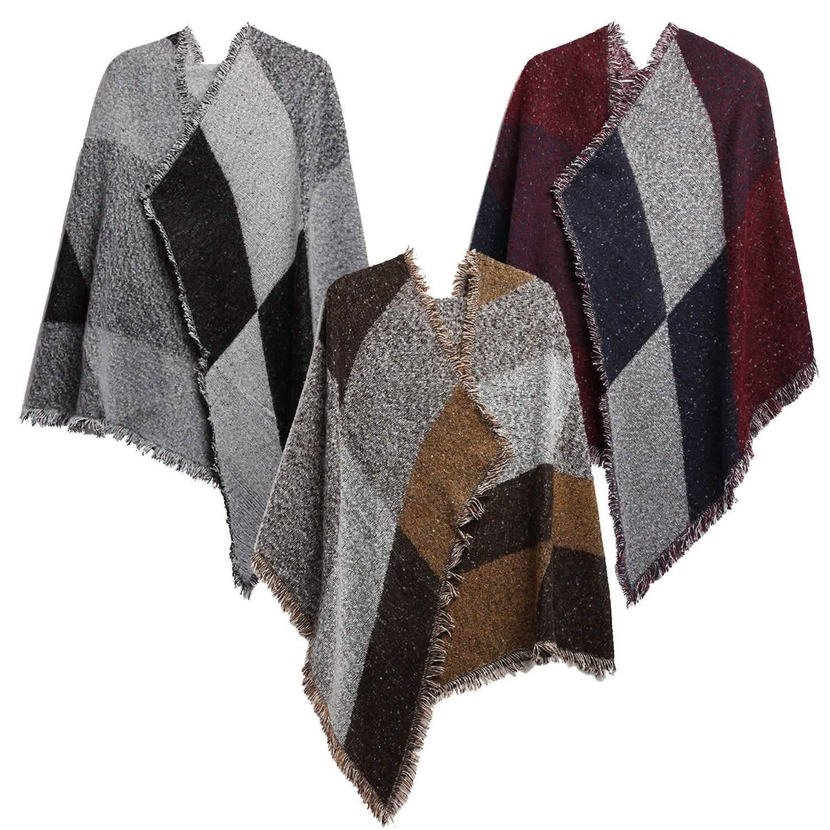 Women Long Soft Knitted Shawl Extra Thick Plaid Blanket Wrap Cape Women's Outerwear - Tophatter Daily Deals