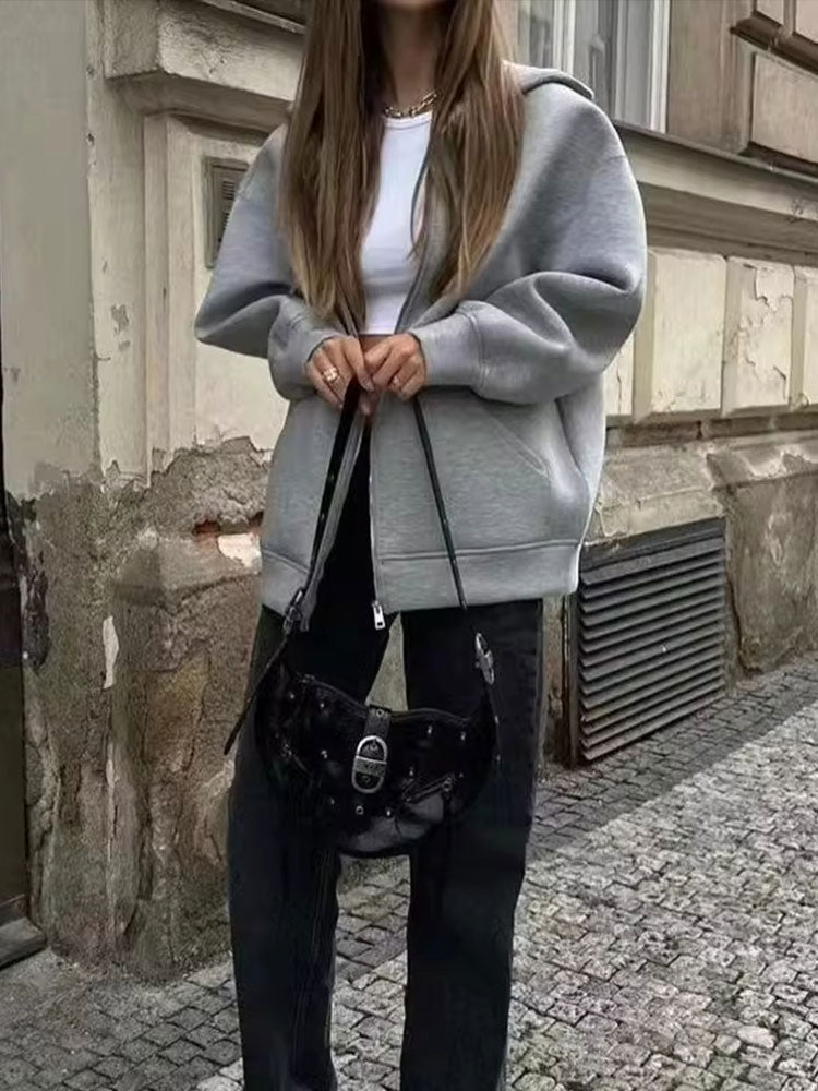 Women Loose Big Pocket Zipper Jacket Coat Coats & Jackets - Tophatter Daily Deals
