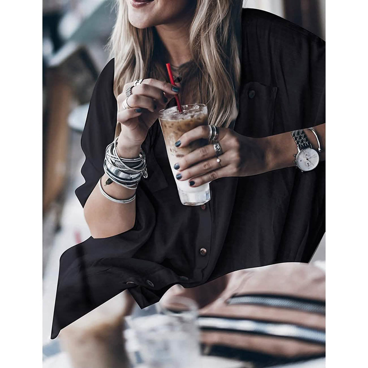 Women Loose Long Sleeve Swimsuit Cover Ups Button Down Beach Shirt Women's Swimwear - Tophatter Daily Deals