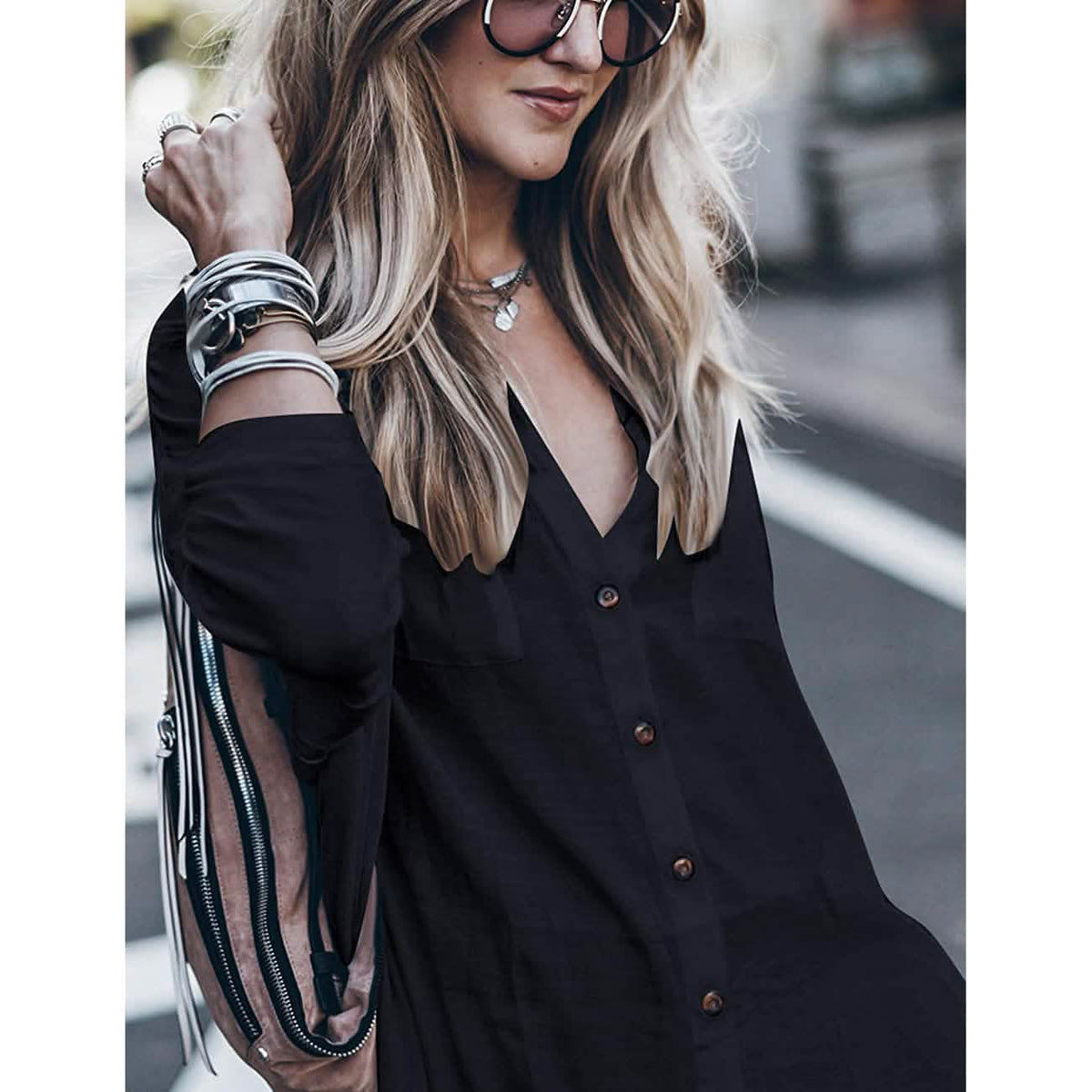 Women Loose Long Sleeve Swimsuit Cover Ups Button Down Beach Shirt Women's Swimwear - Tophatter Daily Deals