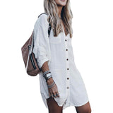 Women Loose Long Sleeve Swimsuit Cover Ups Button Down Beach Shirt White Women's Swimwear - Tophatter Daily Deals