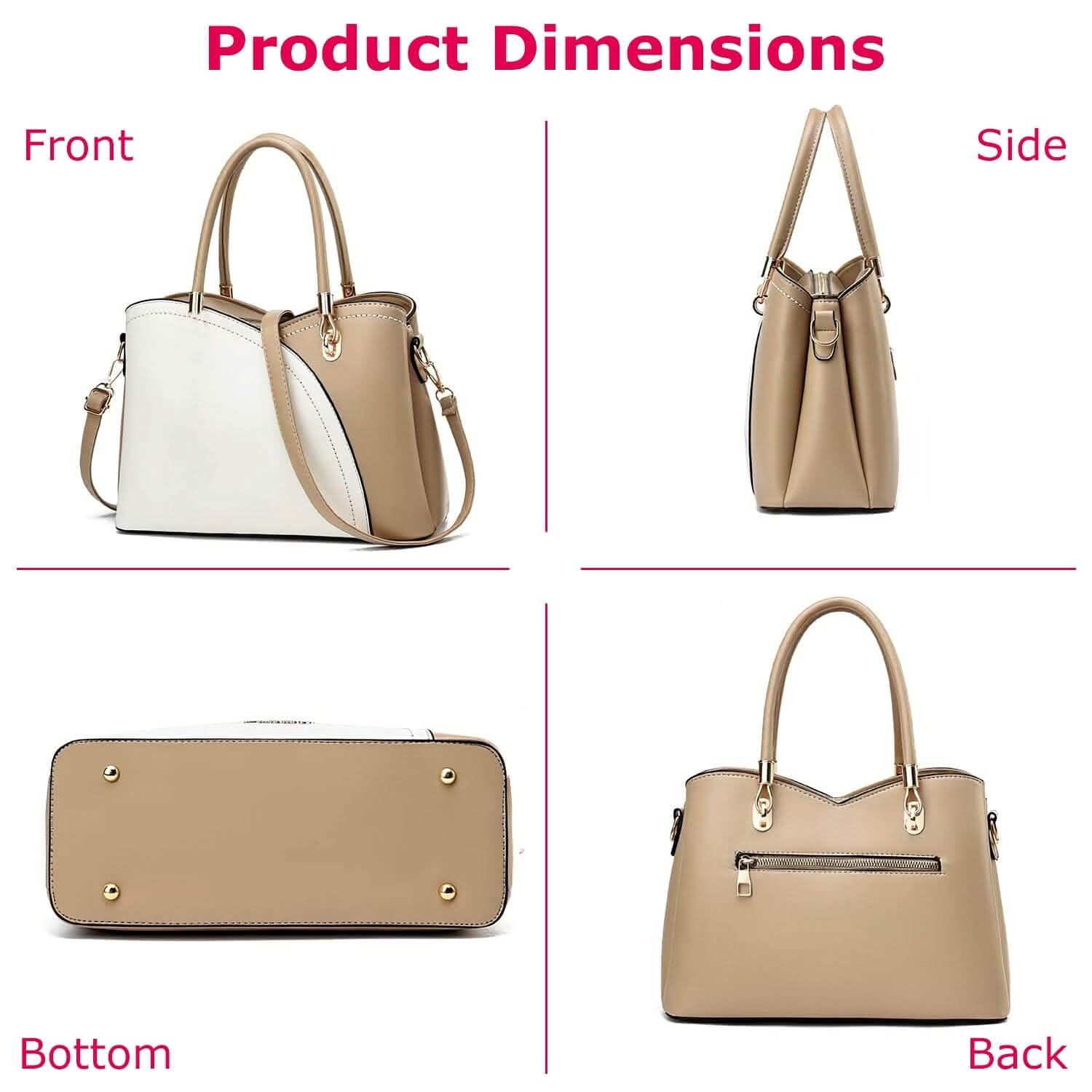 Women Medium Sized Leather Satchel Crossbody Bag with Stylish Stitching Detachable Strap Handbags & Wallets - Tophatter Daily Deals