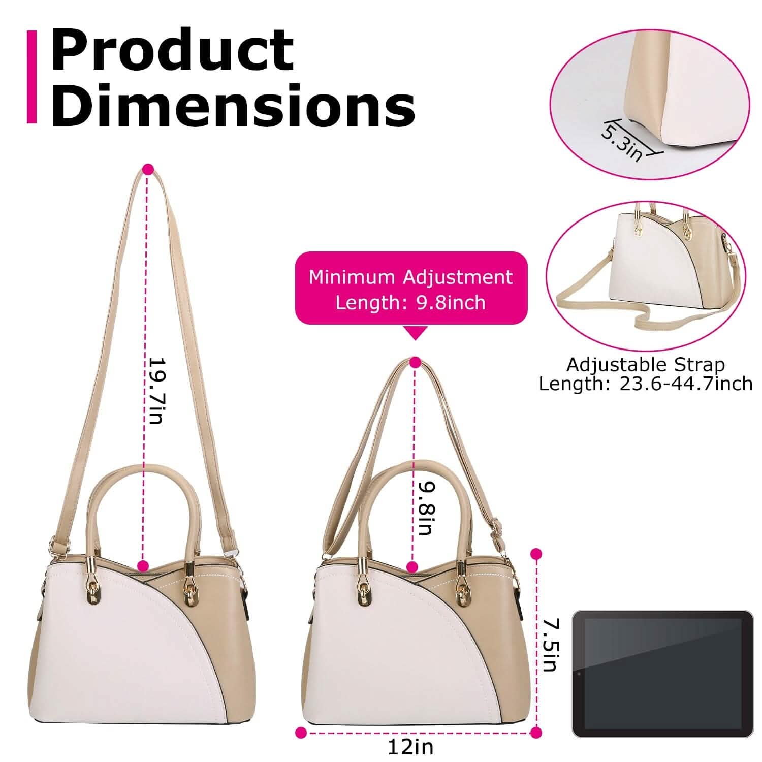 Women Medium Sized Leather Satchel Crossbody Bag with Stylish Stitching Detachable Strap Handbags & Wallets - Tophatter Daily Deals