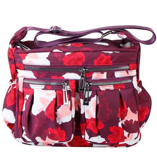 Women Multi-Pocket Shoulder Bag Red Flower Handbags & Wallets - Tophatter Daily Deals