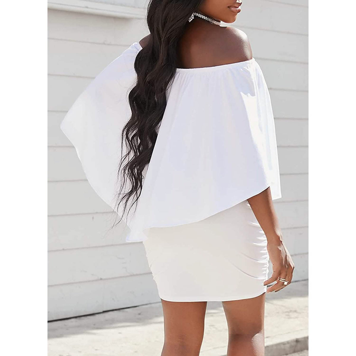 Women Off Shoulder Ruffles Bodycon Mini Dress Women's Dresses - Tophatter Daily Deals