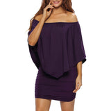 Women Off Shoulder Ruffles Bodycon Mini Dress Women's Dresses - Tophatter Daily Deals