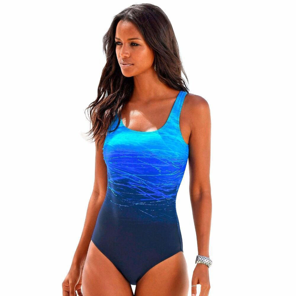 Women One Piece Sports Bathing Bath Suit Surf Blue Swimwear - Tophatter Daily Deals