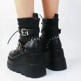 Unisex PU Leather Ankle Boots Platform Gothic Shoes Boots - Tophatter Daily Deals