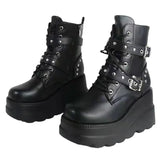 Unisex PU Leather Ankle Boots Platform Gothic Shoes Boots - Tophatter Daily Deals