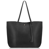 Women PU Leather Tote Bag Black Handbags & Wallets - Tophatter Daily Deals